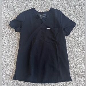 Figs Black Technical Collection V-Neck Scrub Top